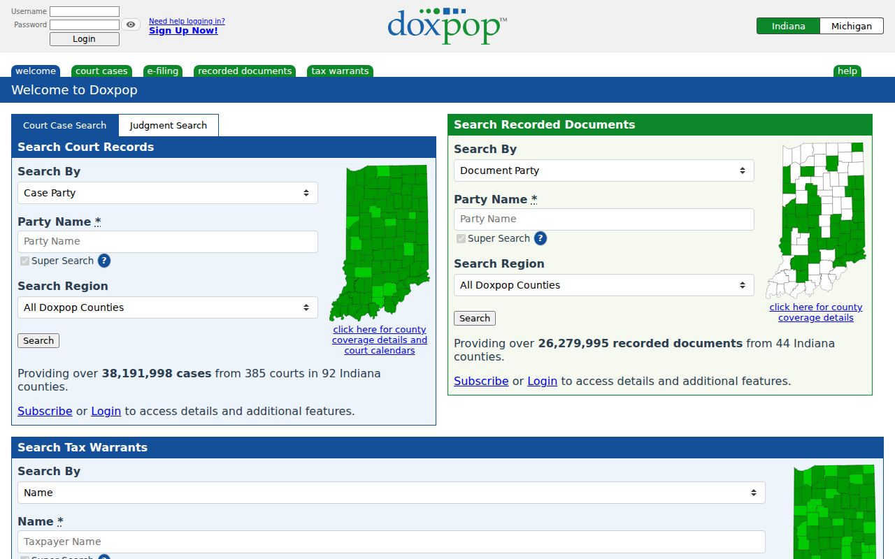 Doxpop civil case search service linked for Marshall County records