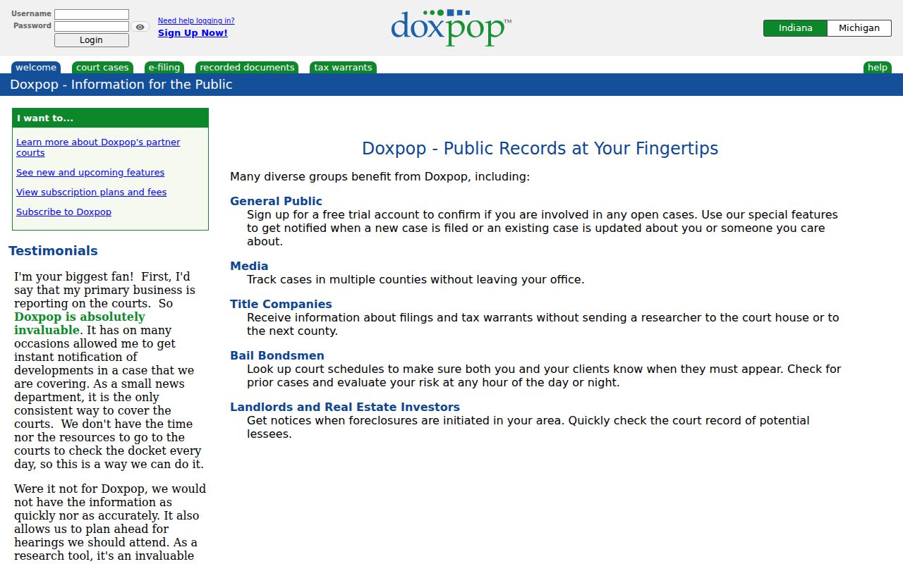 Doxpop public civil case information description