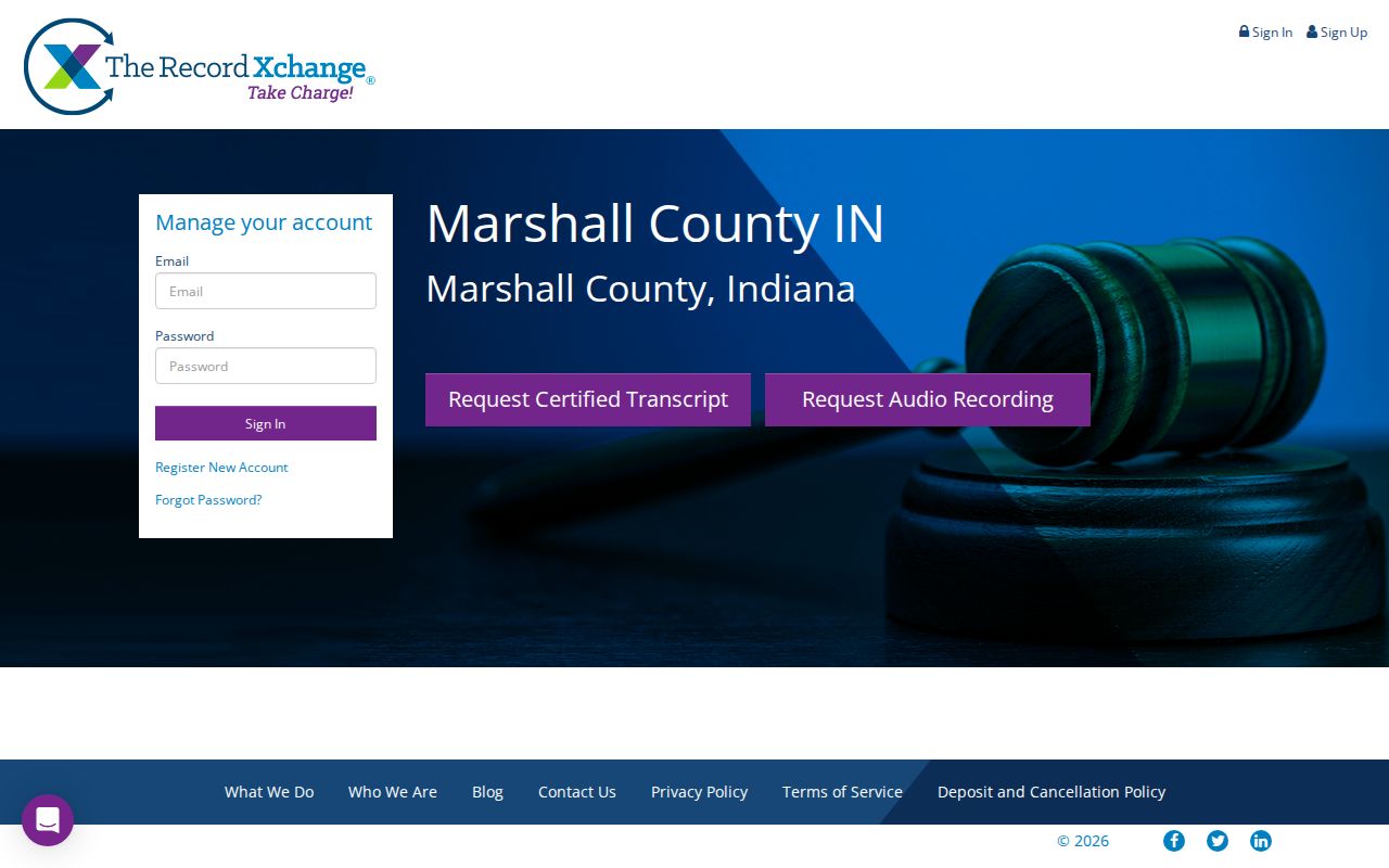 Marshall County Record Xchange portal for court record requests