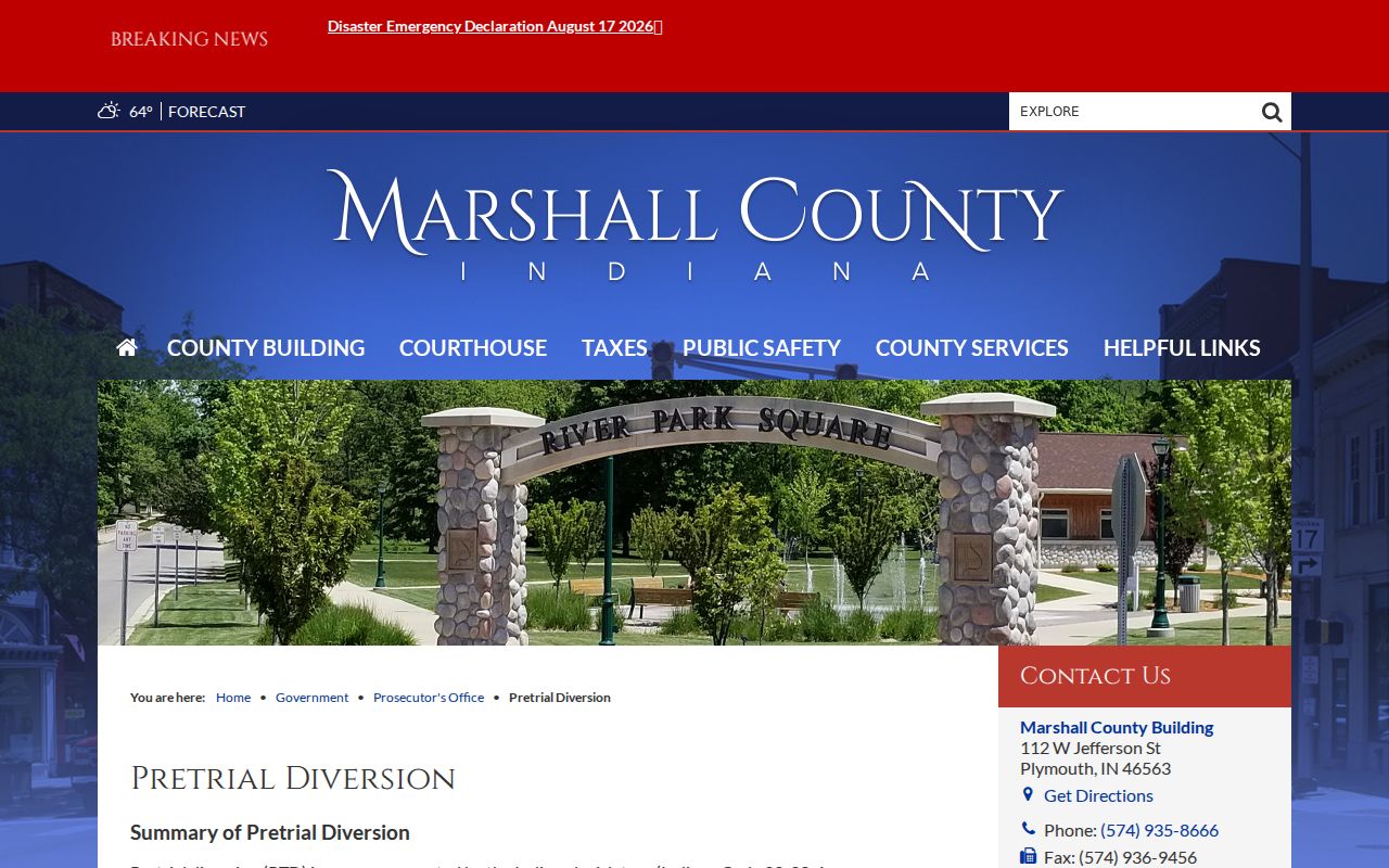Marshall County Pretrial Diversion program information