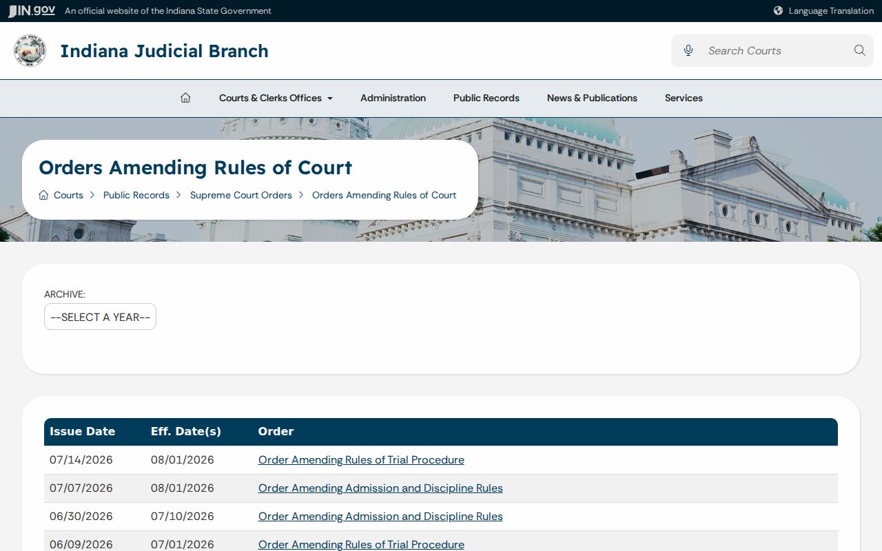 Marshall County court records rules orders source