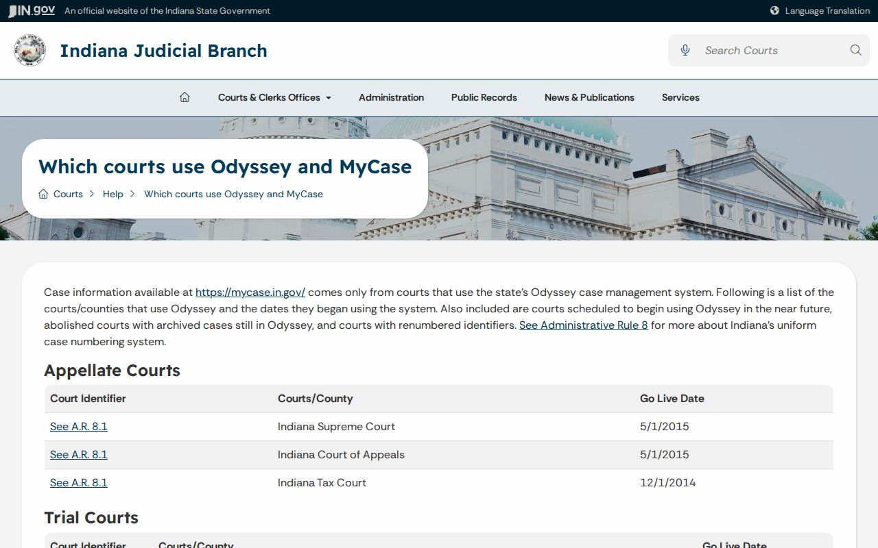 Odyssey coverage for Marshall County courts