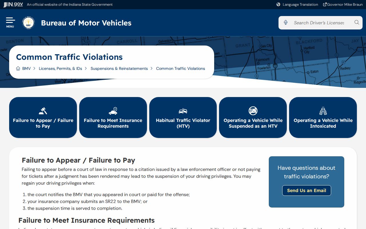 Marshall County traffic court and BMV record distinction