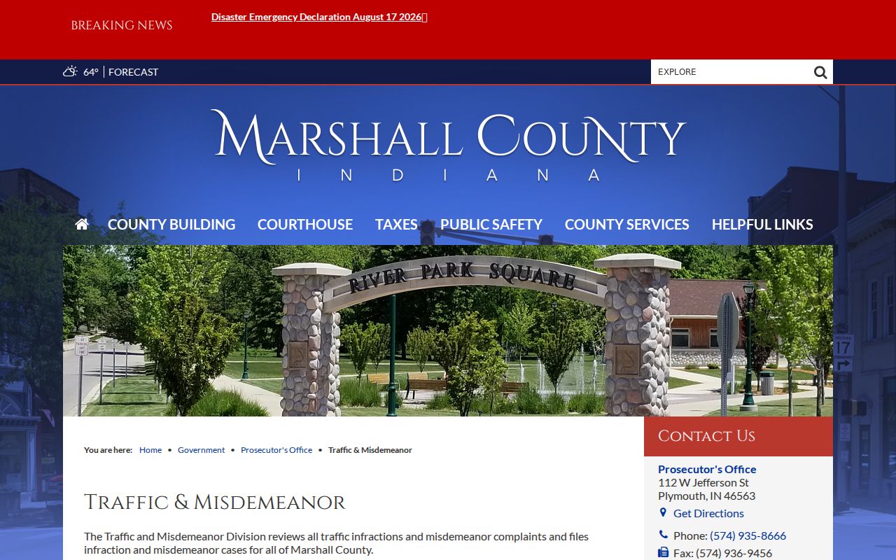 Plymouth court records at Marshall Circuit Court