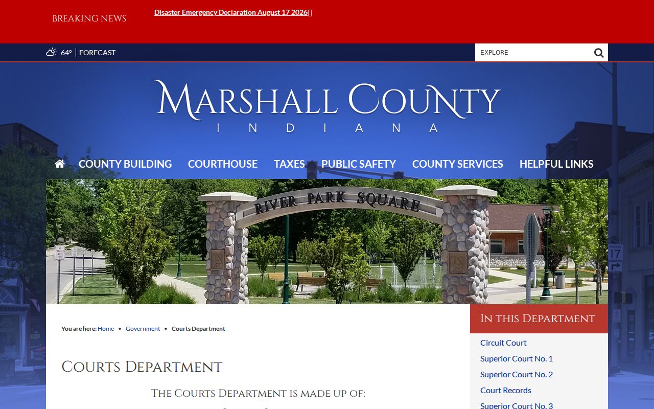 Marshall County court docket clerk office